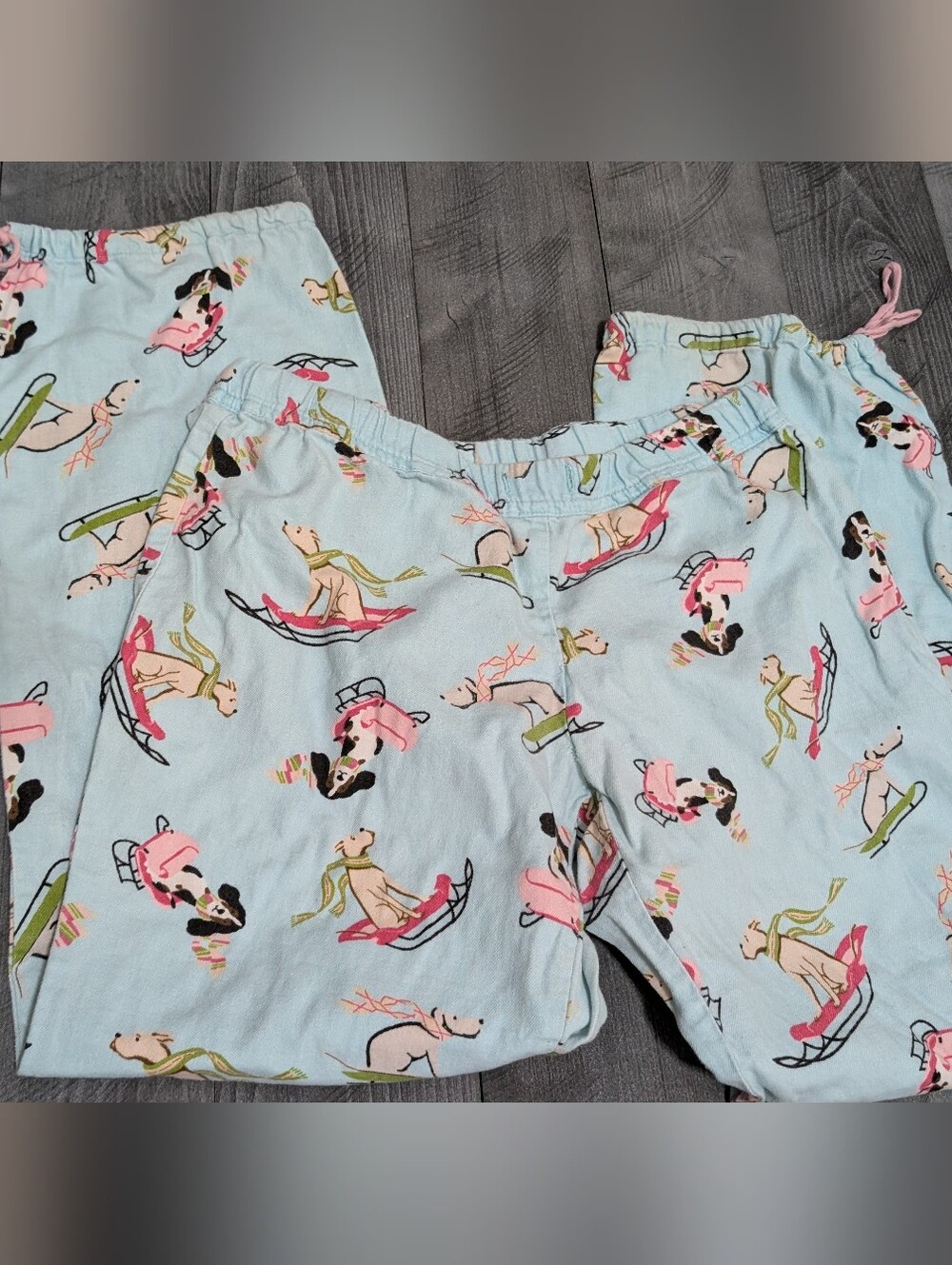 Old Navy Women's Light Blue Sledding Dogs Print Pajama Bottoms Size Small